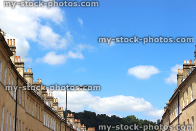 Stock image of rooftop and chimneys of Georgian Bath stone town houses