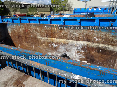 Stock image of rubbish dump skips, refuse recycling centre