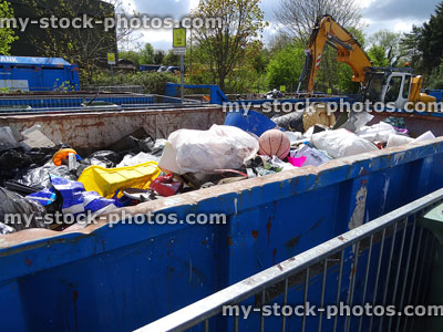 Stock image of refuse centre rubbish dump, skips for recycling household waste