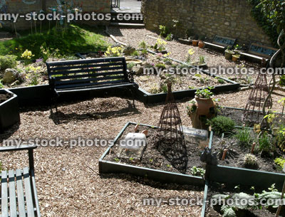 Stock image of Raised Vegetable and Alpine Gardens