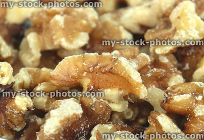 Stock image of shelled walnuts / nuts, healthy food snack, antioxidants, protein