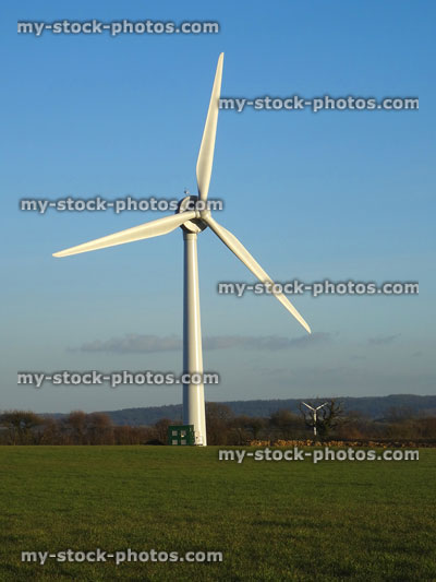Stock image of wind turbine windmill generating electrical power (aerofoil powered generator)