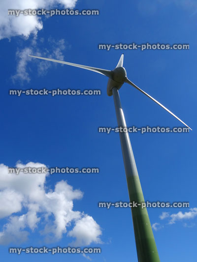 Stock image of one windmill with three sails, wind turbine engine